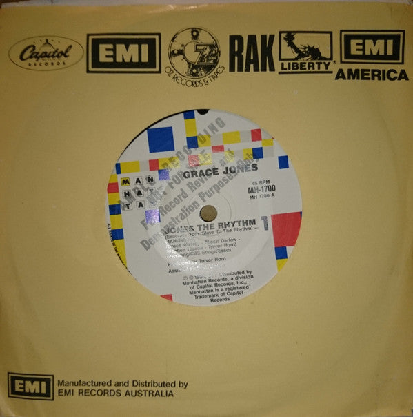 Grace Jones : Jones The Rhythm  (7", Promo)