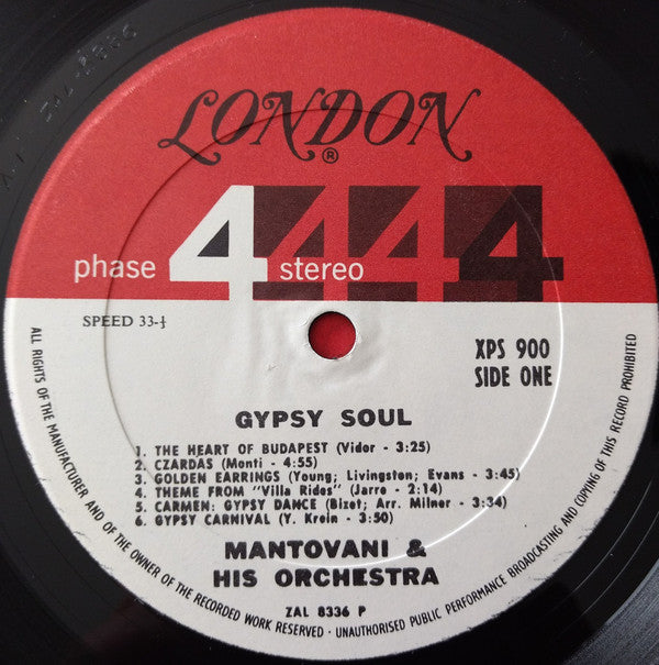 Mantovani And His Orchestra : Gypsy Soul (LP, Album, Gat)