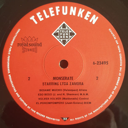 Monserate Starring Lyda Zamora : Monserate (LP)