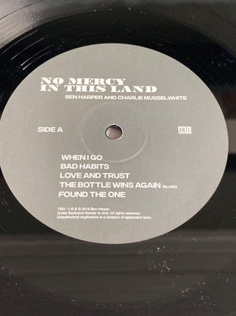 Ben Harper And Charlie Musselwhite : No Mercy In This Land (LP, Album, 180)
