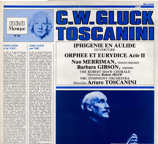 Christoph Willibald Gluck, Arturo Toscanini, NBC Symphony Orchestra : Iphigenie En Aulide (Ouverture) / Orphee Et Eurydice (Acte II) (LP, Album, Mono, RE)