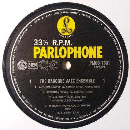 The Baroque Jazz Ensemble (2) : The Baroque Jazz Ensemble (LP, Album, Mono)