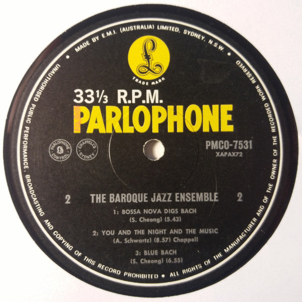 The Baroque Jazz Ensemble (2) : The Baroque Jazz Ensemble (LP, Album, Mono)