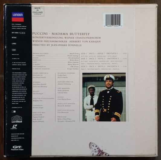 Giacomo Puccini / Mirella Freni · Placido Domingo · Christa Ludwig / Robert Kerns, Wiener Philharmoniker, Herbert von Karajan Directed By Jean-Pierre Ponnelle : Madama Butterfly (2xLaserdisc, 12", Album, NTSC + Box)