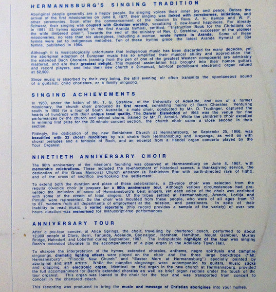 Hermannsburg Choir : Hermannsburg Choir On Tour (LP, Album)