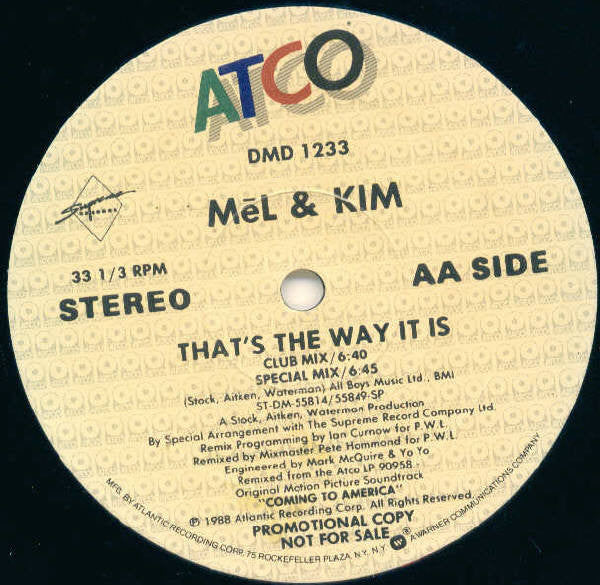 Mel & Kim : That's The Way It Is (12", Promo)
