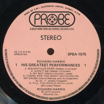 Richard Harris : His Greatest Performances (LP, Comp)