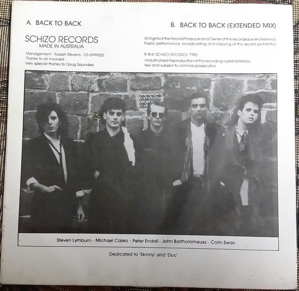 Schizo Scherzo : Back To Back (7")