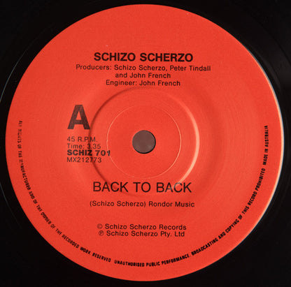 Schizo Scherzo : Back To Back (7")