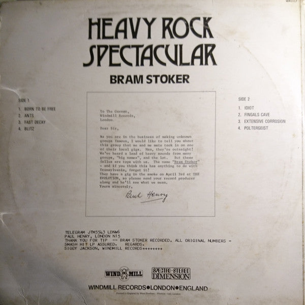 Bram Stoker (2) : Heavy Rock Spectacular (LP, Album)