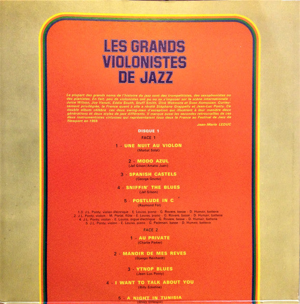 Stephane Grappelly Et Son Orchestre, Jean-Luc Ponty Quartet : Les Grands Violonistes De Jazz (2xLP, Comp, Gat)