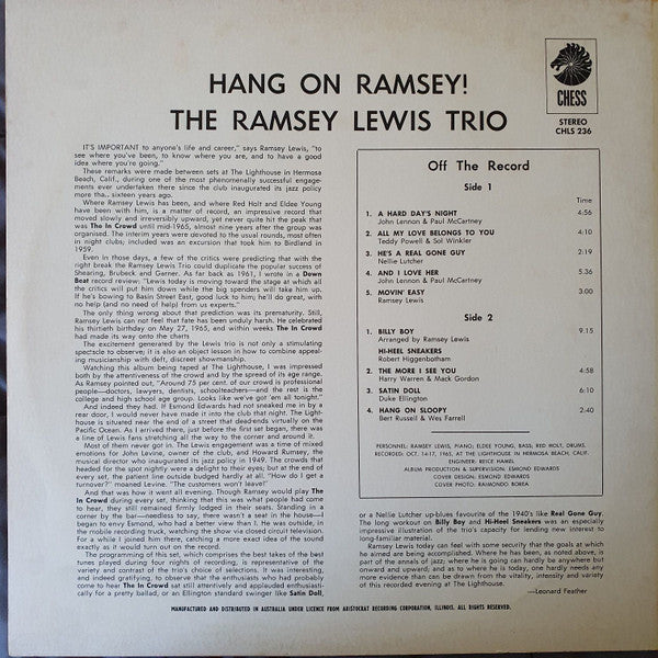 The Ramsey Lewis Trio : Hang On Ramsey! (LP, Album)