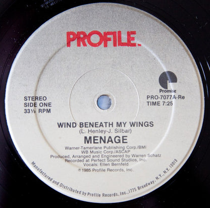 Menage (2) : Wind Beneath My Wings (12", Single)