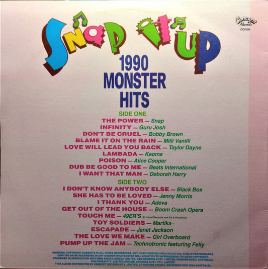 Various : Snap It Up - 1990 Monster Hits  (LP, Comp)
