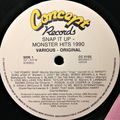 Various : Snap It Up - 1990 Monster Hits  (LP, Comp)