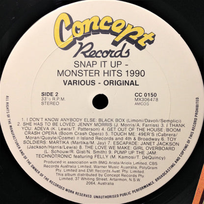 Various : Snap It Up - 1990 Monster Hits  (LP, Comp)