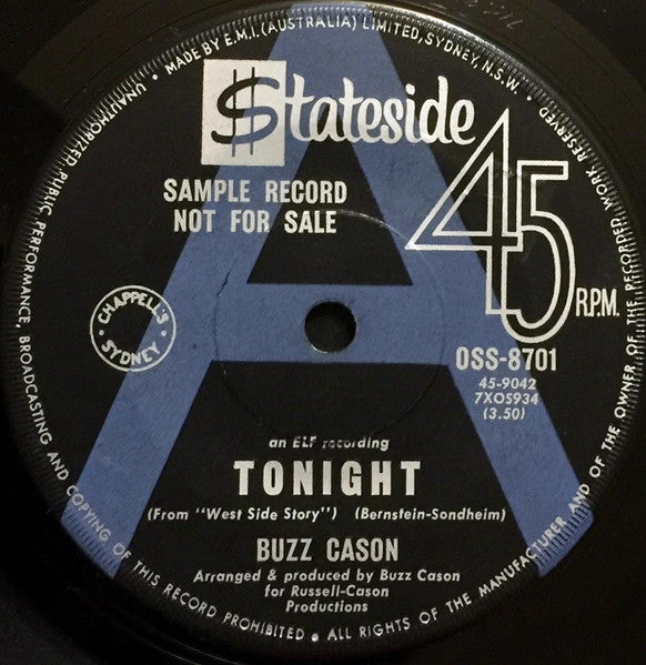 Buzz Cason : Tonight / Debbie And Cherry (7", Single, Promo)
