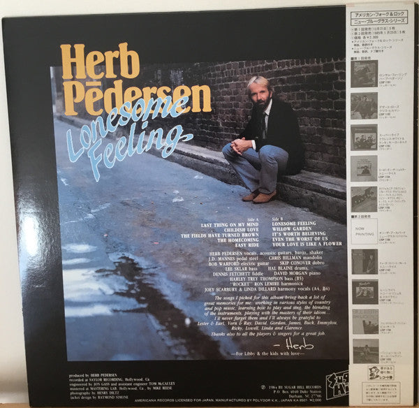 Herb Pedersen : Lonesome Feeling (LP, Album)