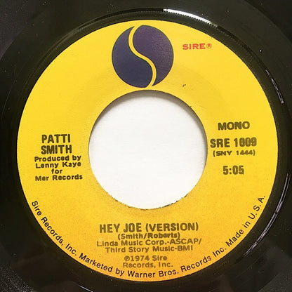 Patti Smith : Hey Joe (Version) / Piss Factory (7", Single, Mono, RE)