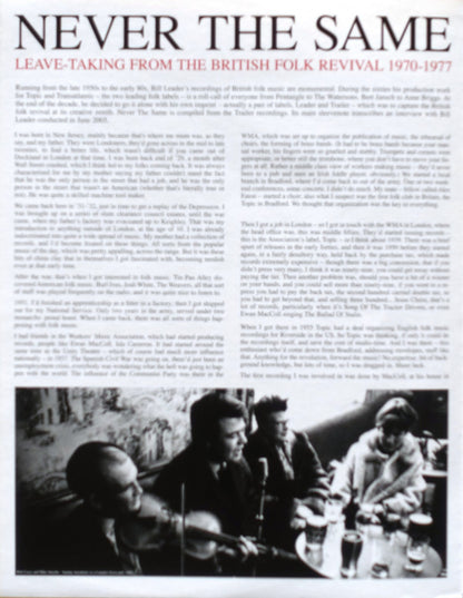 Various : Never The Same - Leave-Taking From The British Folk Revival 1970-1977 (2xLP, Comp)