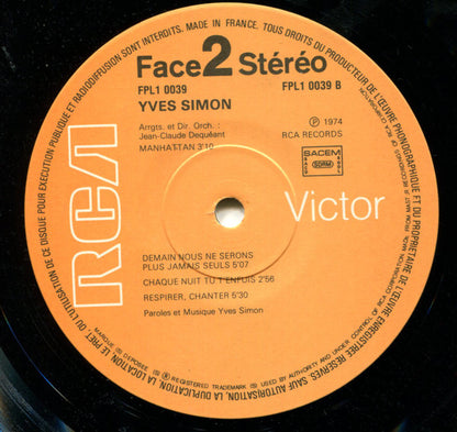 Yves Simon : Respirer, Chanter. (LP, Album, RE, Gat)