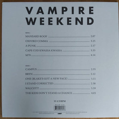 Vampire Weekend : Vampire Weekend (LP, Album)