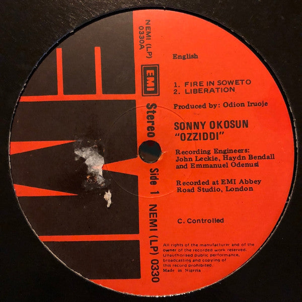 Sonny Okosun : Fire In Soweto (LP, Album)