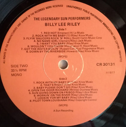 Billy Lee Riley : The Legendary Sun Performers (LP, Comp, Mono)