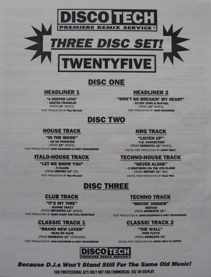 Various : DiscoTech TwentyFive (3x12", Comp, Promo)