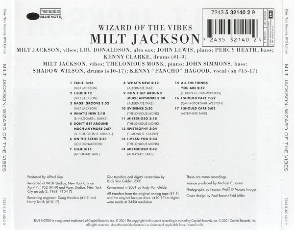 Milt Jackson : Wizard Of The Vibes (CD, Comp, Mono, RE, RM)