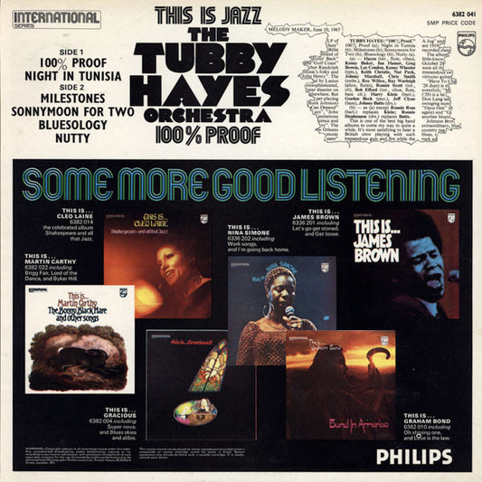 The Tubby Hayes Orchestra : 100% Proof (LP, Album, RE)