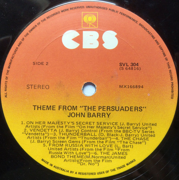 John Barry : Theme From The Persuaders! (LP, Comp, Mono)
