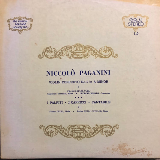 Niccolò Paganini, Franco Gulli, Luciano Rosada, Orchestra Dell'Angelicum Di Milano : Violin Concerto No. 5 in A Minor (LP, Album)