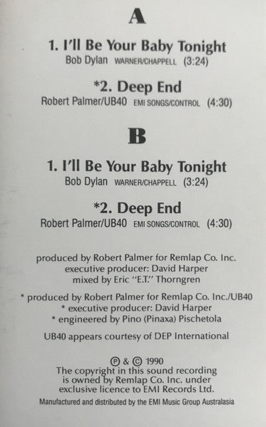 Robert Palmer And UB40 : I'll Be Your Baby Tonight (Cass, Single, Cle)