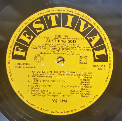 Bing Crosby, Donald O'Connor, Zizi Jeanmaire, Mitzi Gaynor : Anything Goes (LP)