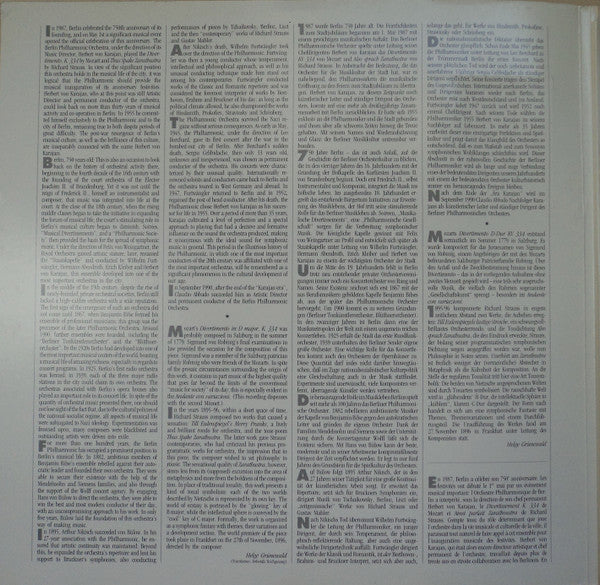 Herbert von Karajan, Berliner Philharmoniker, Wolfgang Amadeus Mozart / Richard Strauss : Divertimento K. 334 / Also Sprach Zarathustra (Opening Concert Berlin - 750 Years) (Laserdisc, 12", PAL)