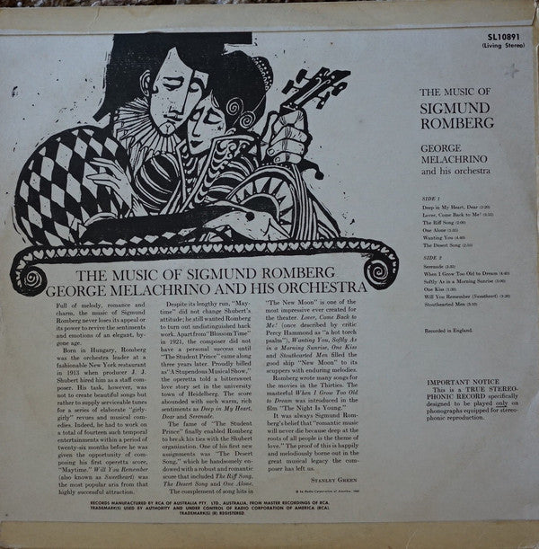 The Melachrino Strings And Orchestra : The Music Of Sigmund Romberg (LP, RE)