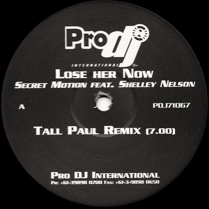 Secret Motion Feat. Shelley Nelson : Lose Her Now (12")