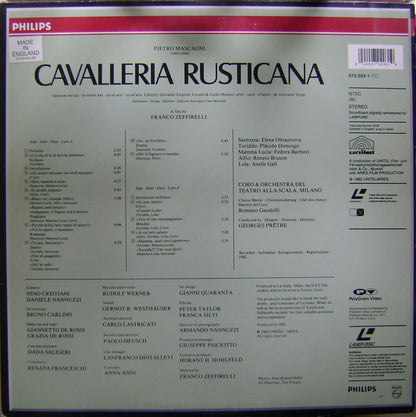 Pietro Mascagni, Obraztsova*, Domingo*, Bruson*, Coro Del Teatro Alla Scala &  Orchestra Del Teatro Alla Scala, Georges Prêtre : Cavalleria Rusticana (Laserdisc, 12", Album, RM, NTSC)