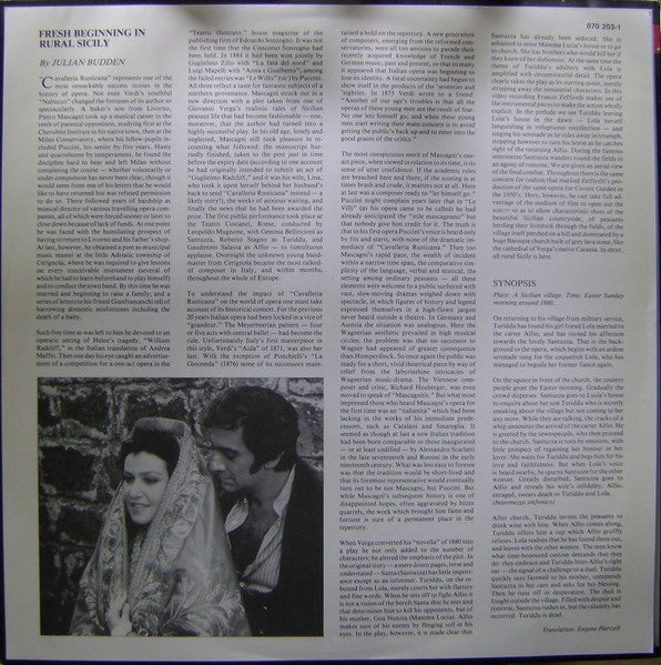 Pietro Mascagni, Obraztsova*, Domingo*, Bruson*, Coro Del Teatro Alla Scala &  Orchestra Del Teatro Alla Scala, Georges Prêtre : Cavalleria Rusticana (Laserdisc, 12", Album, RM, NTSC)