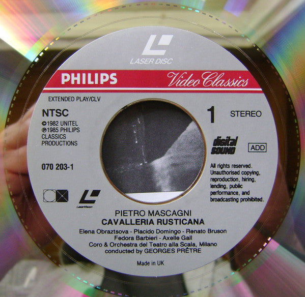 Pietro Mascagni, Obraztsova*, Domingo*, Bruson*, Coro Del Teatro Alla Scala &  Orchestra Del Teatro Alla Scala, Georges Prêtre : Cavalleria Rusticana (Laserdisc, 12", Album, RM, NTSC)