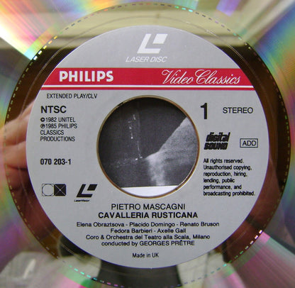 Pietro Mascagni, Obraztsova*, Domingo*, Bruson*, Coro Del Teatro Alla Scala &  Orchestra Del Teatro Alla Scala, Georges Prêtre : Cavalleria Rusticana (Laserdisc, 12", Album, RM, NTSC)