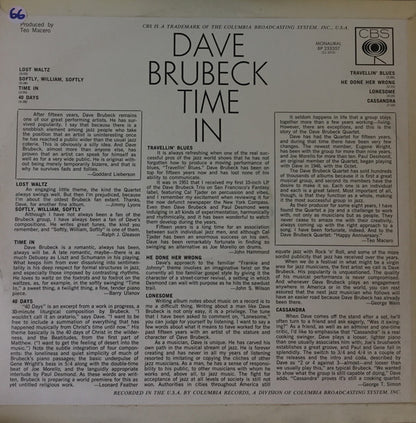 Dave Brubeck : Time In (LP, Album, Mono)