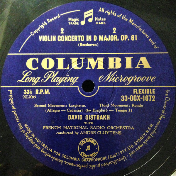 Ludwig Van Beethoven / David Oistrach With Orchestre National De France Conducted By André Cluytens : Violin Concerto In D Major, Op. 61 (LP, Album, Mono)