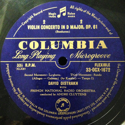 Ludwig Van Beethoven / David Oistrach With Orchestre National De France Conducted By André Cluytens : Violin Concerto In D Major, Op. 61 (LP, Album, Mono)