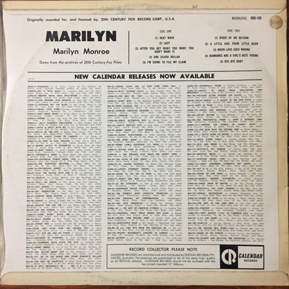 Marilyn Monroe : Marilyn (LP, Comp, Mono)