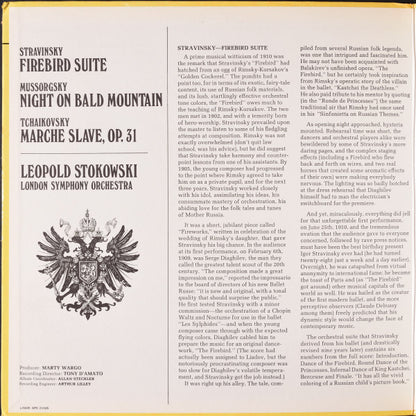 Igor Stravinsky / Pyotr Ilyich Tchaikovsky / Modest Mussorgsky : Leopold Stokowski, London Symphony Orchestra : Firebird Suite:  Marche Slave / Night On Bald Mountain (LP, Album, Gat)