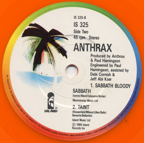 Anthrax : Indians (7", Single, Ora)
