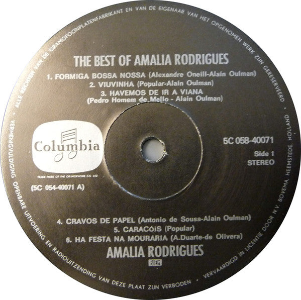 Amália Rodrigues : The Best Of Amalia Rodrigues (LP, Comp)