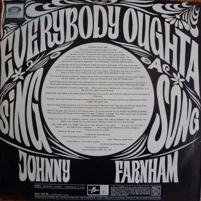 Johnny Farnham* : Everybody Oughta Sing A Song (LP, Album, RP)
